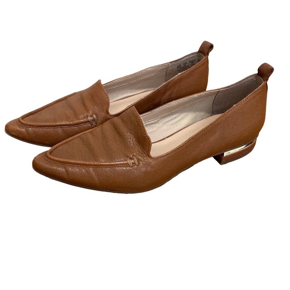 Franco Sarto Brown Leather Loafers 6 Pointed Toe Slip On Casual